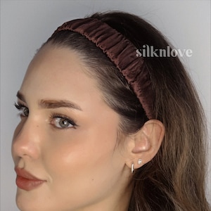 Silk Headband for Women, Pure Silk, Brown Hair Headband, Hairband , Hair Accessories for her, Makeup Headband, Gym Headband, Silk Spa Band