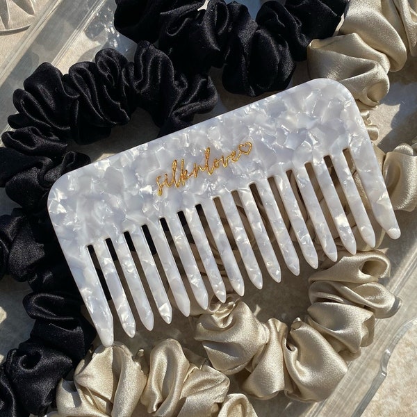 Best Hair Comb | White | Detangling | Anti-frizz | Acetate Comb | Pocket Comb | Shower Comb| Cute Hair Accessories | Cute Wide Tooth Comb