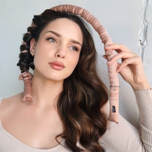 Silk Heatless Curler, Rose Gold Pink Color, Damage Free Curls, Tiktok Heatless Curls, Hair Curling Ribbon with Silk Scrunchies,No Heat Curls