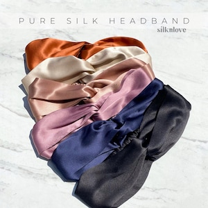 Pure Silk Headband | 100% Mulberry Silk | Silk Headband | Luxury Silk Hair Wrap | Silk Turban | Double Twist Headband | Front Knot Headband