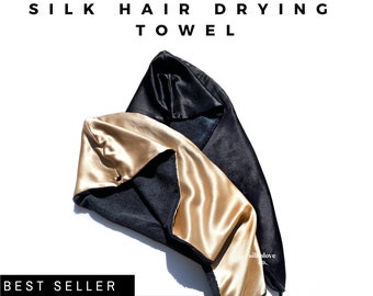 Silk Hair Drying Towel | Microfiber Hair Drying Turban | Reversible Pure Silk Hair Wrap Towel | Fast Hair Drying | Silk towel hair wrap