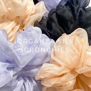 Organza Silk Scrunchie | 100% Pure Silk | Holiday Scrunchy | Silk Scrunchies | Oversized Organza Silk Scrunchie | Cute Silky Hair Tie