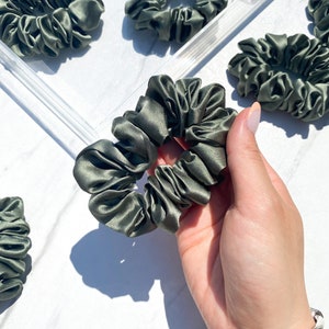 Sage Green Silk Scrunchies | Pure Silk Scrunchies | Mulberry Silk | Best Seller Silk Scrunchy | Silk Hair Tie | Creaseless | No Damage Hair