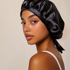 Silk Bonnet | Pure Silk Hair Cap | Silk Sleep Cap | Silk Bonnet | Silky Bonnet | Comfortable Tie Silk Bonnet | Hair Protecting Silk Bonnet image 2