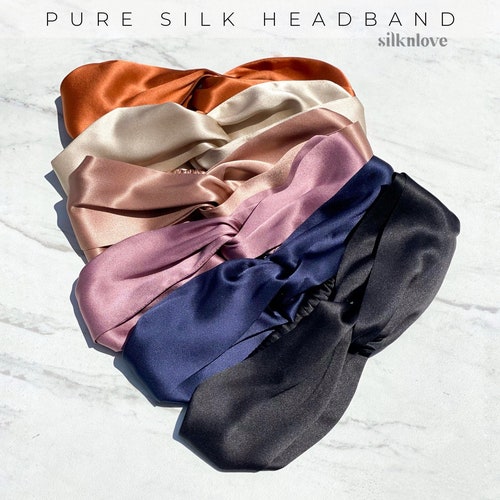 Slip Pure Silk Twist Headband Mulberry Silk Scarf Amazon.com : ZIMASILK 100% Mulberry Silk Headband, Elastic  main image 4