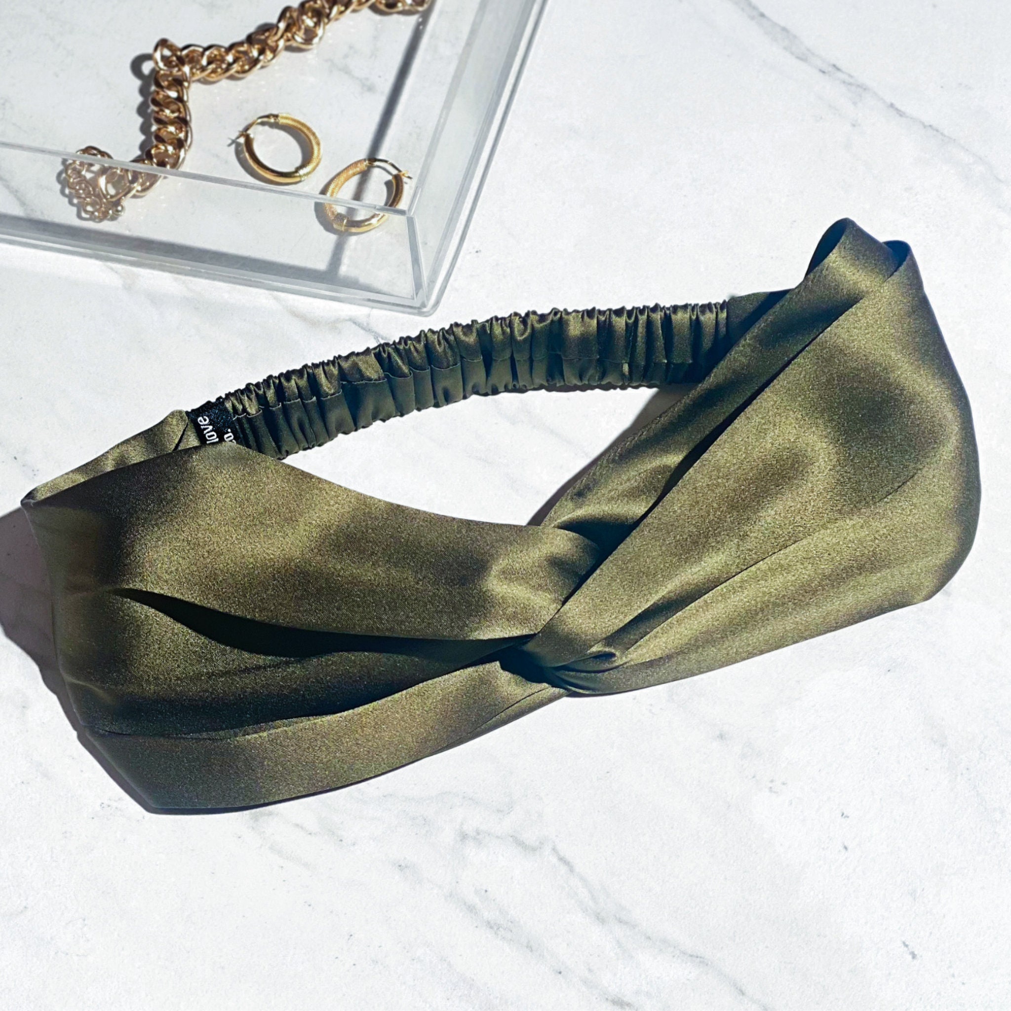 Serre-tête Fleur Fait Main - Dark Olive Green - Enveloppement Cheveux Femme - NEUF