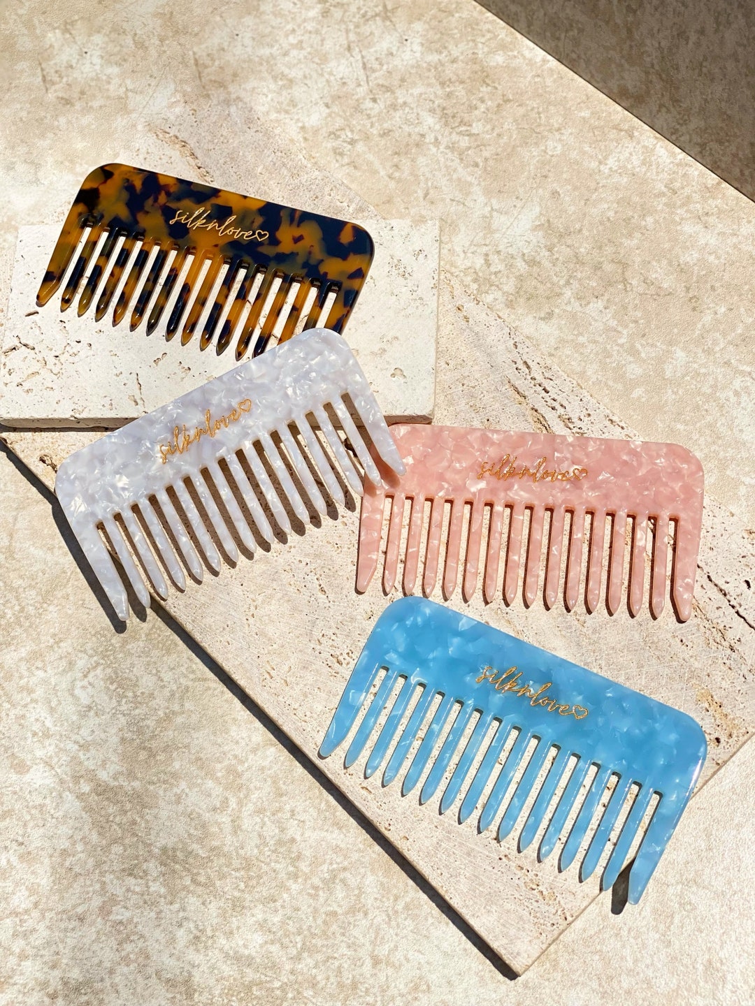 Vintage Rare Honey Comb Red Wide Tooth Rectangle Hair Small Pocket Travel  Brush Amazon.com : Kent R7T Fine and Wide Tooth Hair Comb  main image 3