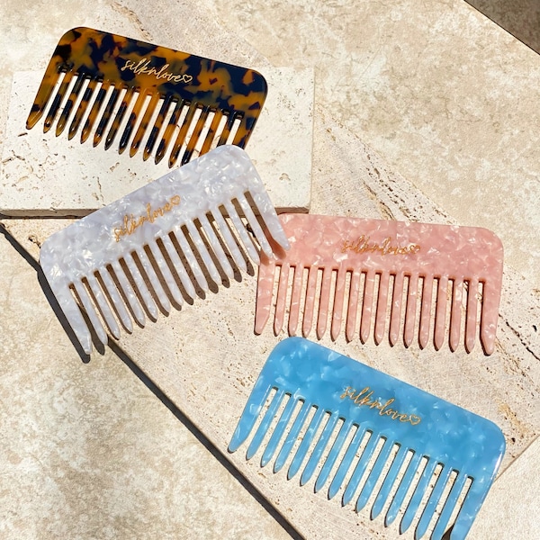 Wide Tooth Comb | Best Pocket Hair Comb | Cute Hair Comb Brush | Detangling | Anti-frizz | Acetate Comb | Bridesmaid Gifts | Shower Comb