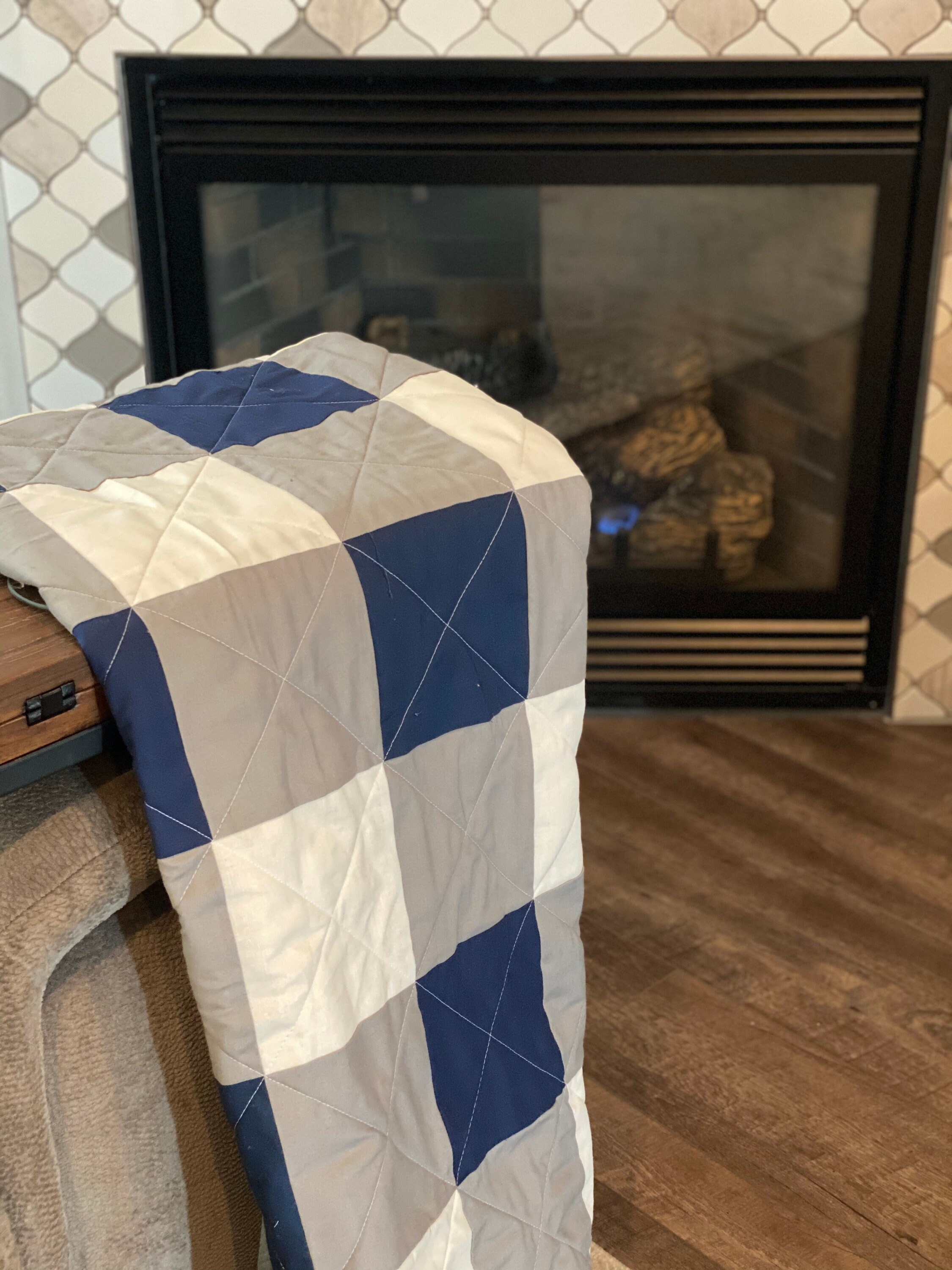 Buffalo plaid throw quilt in navy and gray Etsy