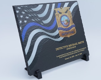 Police Blue Line Slate Plaque, Police Retirement Gift, Appreciation Award, Police Plaque, Recognition Award, Law Enforcement Gift