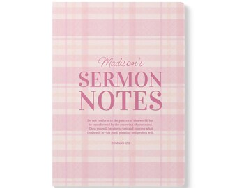 Sermon Notes Personalized Church Journal - Custom Softcover Notebook for Women - Gift For Girl Who Loves Jesus - Christian Baptism Gift