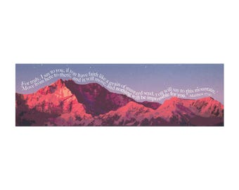 Matthew 17:20 - Mountains Bumper Magnet - Faith Vinyl Car Decal - Christian Decal - Cute Car Accessories - New Driver Gift - Quote Magnet