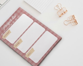 Pink & Blue Prayer List Notepad - Christian Stationery, Memo Pad - Prayer Cards - Post-it Note Pads - Bible Office Supplies