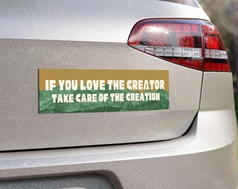 Take Care of the Creation Mountains Bumper Magnet - Vinyl Car Decal - Christian Decal - Cute Car Accessories - New Driver Gift - Verse