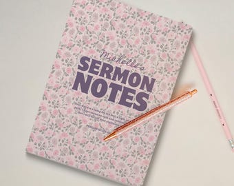 Sermon Notes Personalized Church Journal - Custom Softcover Notebook for Women - Gift For Girl Who Loves Jesus - Christian Baptism Gift