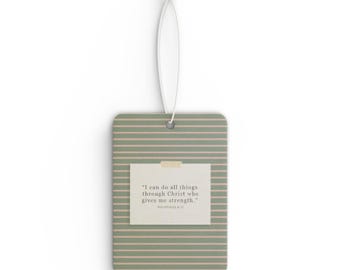 Philippians 4:13 Uplifting Car Air Freshener - Bible Verse Motivational Quote Decor - Christian Gift - Auto Car Accessory - Car Decor