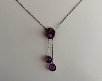 Handmade Birthday Gift Wedding Gift For Her African Amethyst Drop Silver Pendant Everyday Antique Amethyst Jewelry February Birthstone