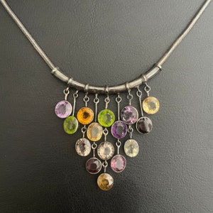 Silver semi precious stone necklace