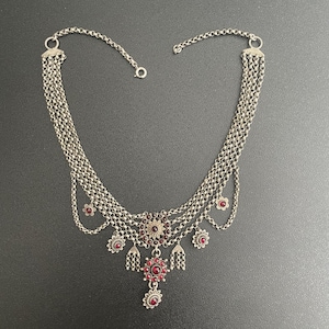 Silver and garnet necklace
