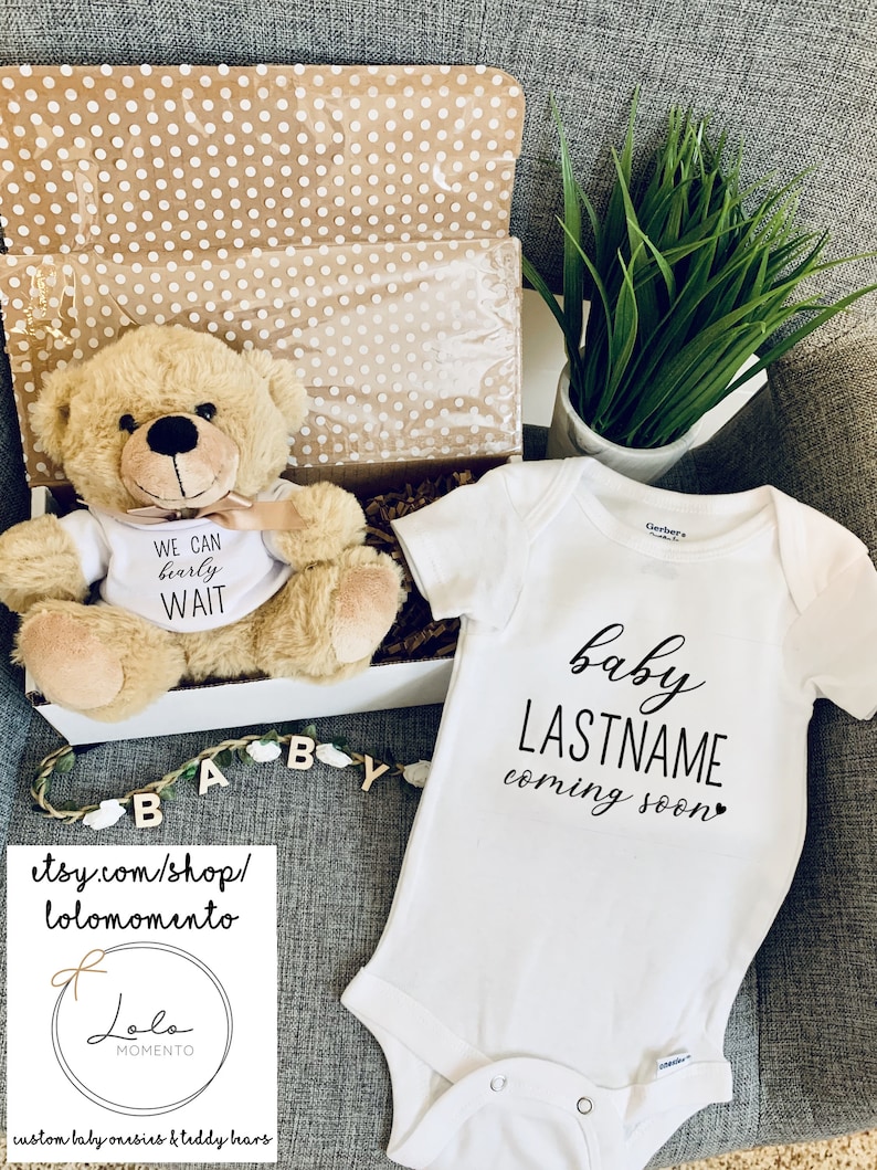 Personalized Baby Onesie® & Teddy Bear Custom Gift Box Etsy