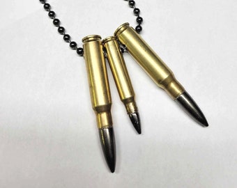 Kugelkette mit 2 x .308 Kaliber & 1 .223 Kaliber Kugeln Punk Gothic Biker