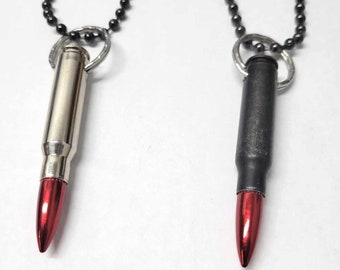 necklace made from real .308 caliber bullet  with 20" long Black Stainless Steel ball chain