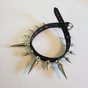 Goth Punk Leather Choker with 12 x 1" & 3 x 2.2"  German spikes