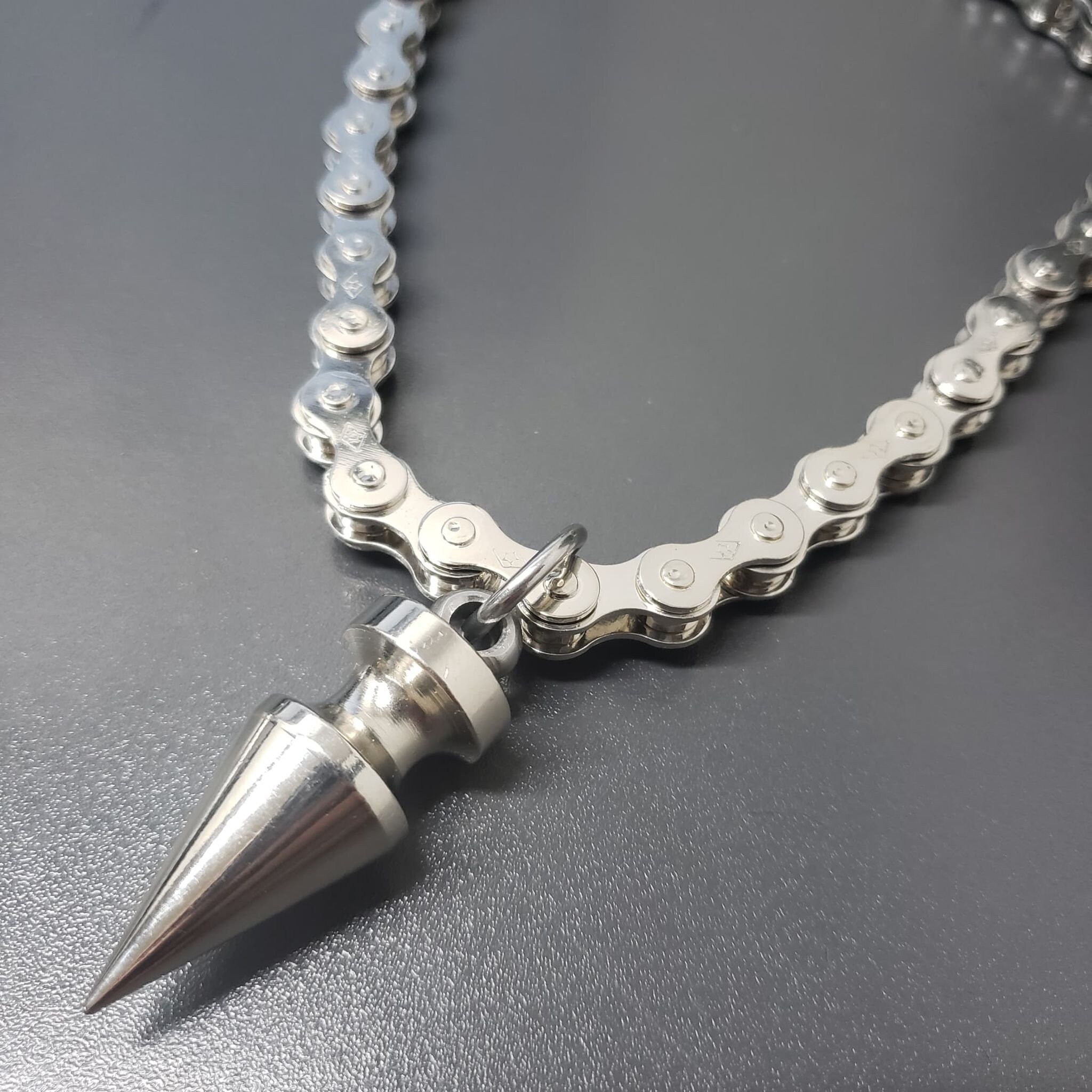 Bike Chain With Spike Necklace, Gothic Punk Bikers Cosplay - Etsy