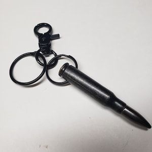 Key chain with real .308 caliber bullet all plated Black,Punk Goth Biker