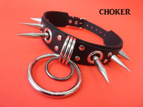 Clyhon Collar De Gargantilla De Cuero Sintético Punk Rock Gótico Anillo De Remaches Con Punta Ajustable, Collar De Cuero Ajustable Punk PU Collar Goth Fans, Collar Con Colgante Para Mujeres Y Niñas