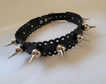 Gargantilla de cuero, Gargantilla con púas, Gargantilla punk, Joyas góticas, Joyas punk, Gargantilla con tachuelas, Cyber goth, Biker