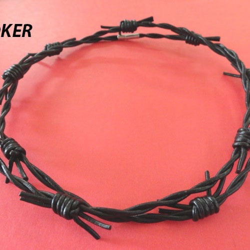 Barbed Wire Choker Made With Hand Braided Real Leather Cord Etsy