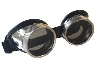 Vintage aluminum goggles , cyber Gothic Bikers Burning man