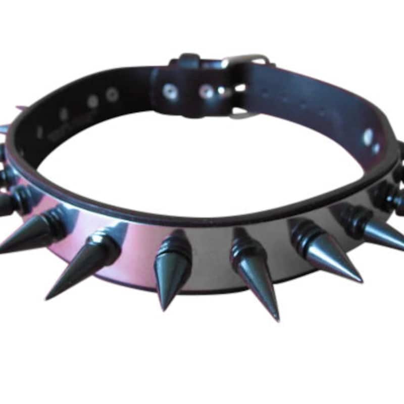 Pink Leather Punk Rock Choker With Metal Studs main image 1