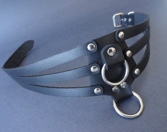Leather Choker with O Rings.Goth Punk Biker Cosplay