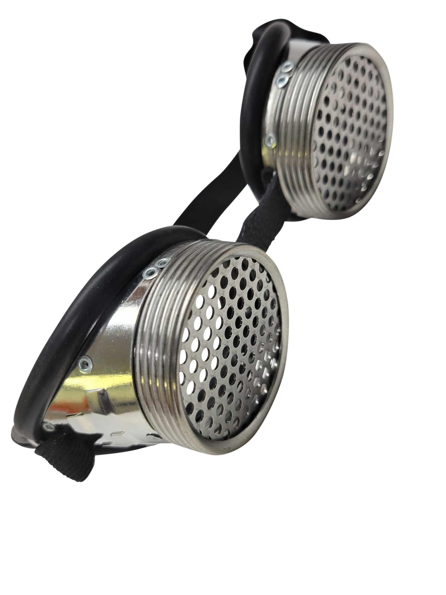 Vintage aluminum goggles with perforated lenses,Cyber Gothic Bikers Burning man
