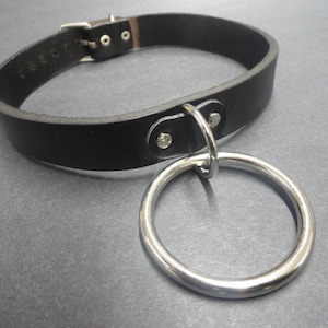 Goth Fetish Punk Leather Choker with 2&quot; diameter O Ring