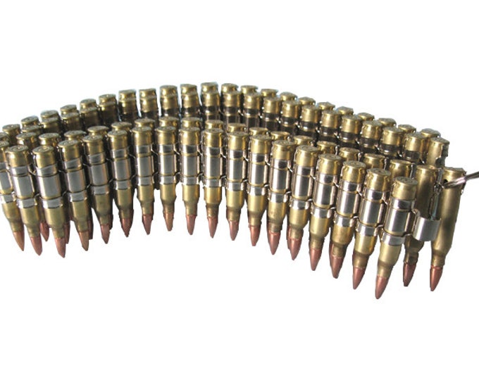 Bullet belt with Brass .223 Caliber shells,available in any size.Punk Gothic Heavy Metal Cosplay
