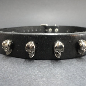 Leather Choker with skull heads.Gothic Punk Biker Cosplay