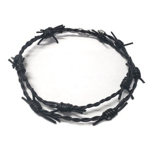 Barbed wire Choker made with hand braided real leather cord
