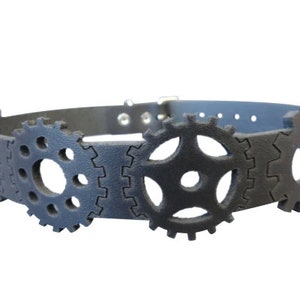 Leather Choker  Laser Cut and Etched Gears Punk Rock Cyber Gothic Biker