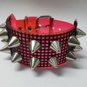Cyber Gothic Punk Rock PVC Bracelet with plastic mesh and cone spikes