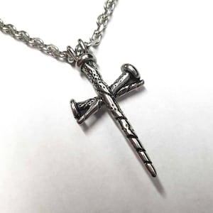 Cross necklace with 3 nails design.All Stainless Steel.Gothic Punk Biker