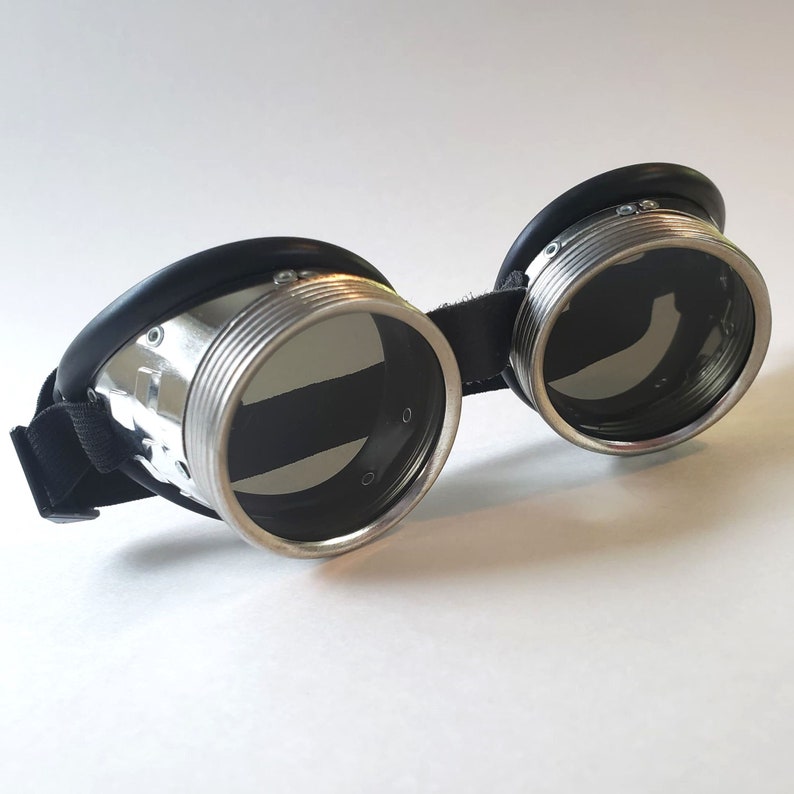 Vintage aluminum goggles , cyber Gothic Bikers Burning man zdjęcie 2