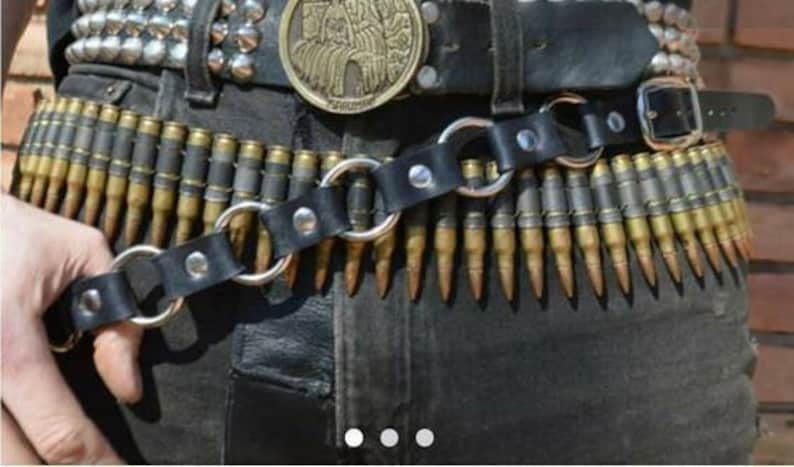 Bullet belt,Punk belt,Gothic Belt,Heavy Metal bullet belt,Punk fashion,Gothic Fashion,Cosplay accessories,Costume belt,Army costume,.308 cal image 3