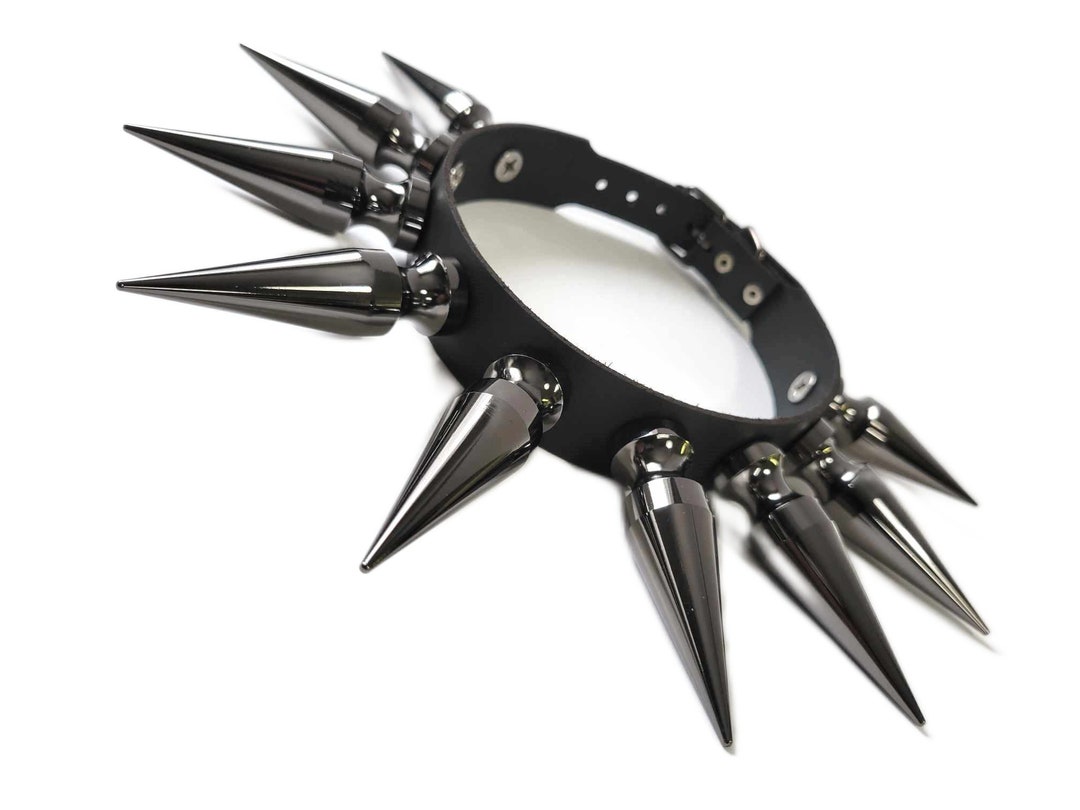 Leather Choker With 9 Gun Metal Black Spikes 2.75" High,punk Goth Metal - Etsy Australia