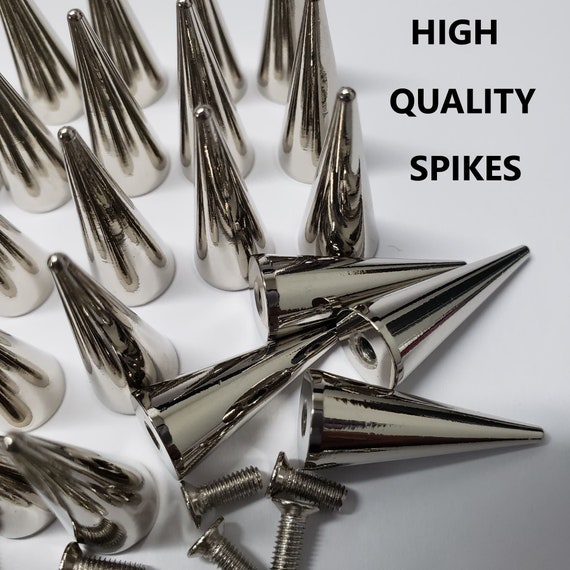 Metal Spikes for Clothes, 100 Sets Metal Cone Spikes Clothing Spikes Tree  Spikes Silver Color Screw Carbon Steel Spikes for Clothing Silver Cone