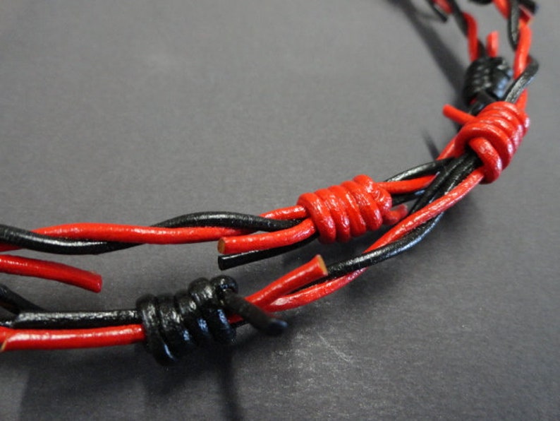 Barbed Wire Choker Made With Hand Braided Real Leather Cord Etsy