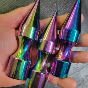 Huge Aluminum Screw Back Spike 4.6&quot; H x 1.16&quot; W Top quality iridescent plating,3 pcs