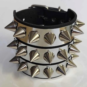 wide leather cuffs with stainless steel plates and cone spikes,Punk bracelet,Gothic bracelet,Biker Jewelry